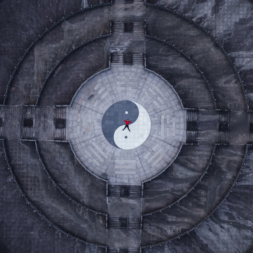 Aerial Yin Yang Balance by Simoon — canvas wall art