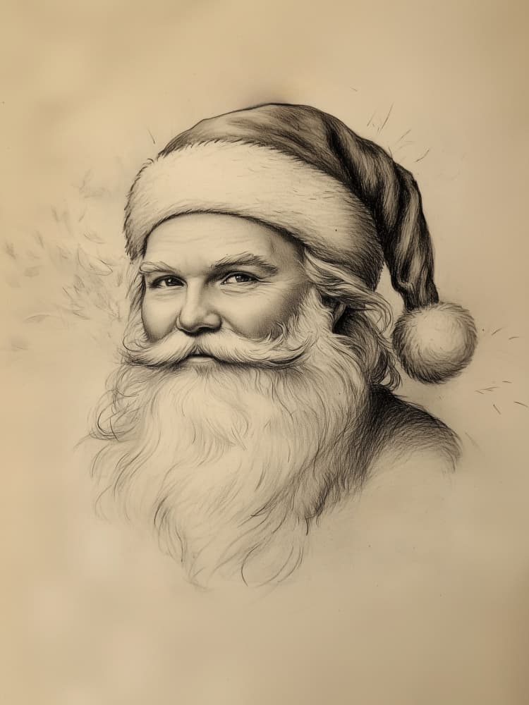 Classic Santa Sketch by Jolly and Dash — canvas wall art