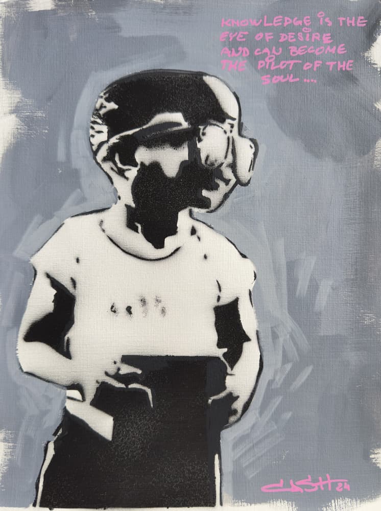 Curious Stencil Boy by Suzan Habib — canvas wall art
