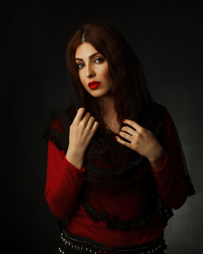 Mysterious Woman in Red by Mehdi Mokhtari — canvas wall art