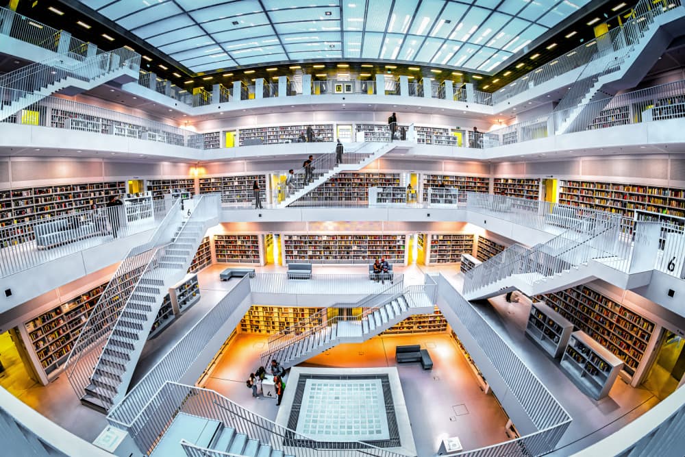 Bright Modern Library by Martin Steeb — canvas wall art