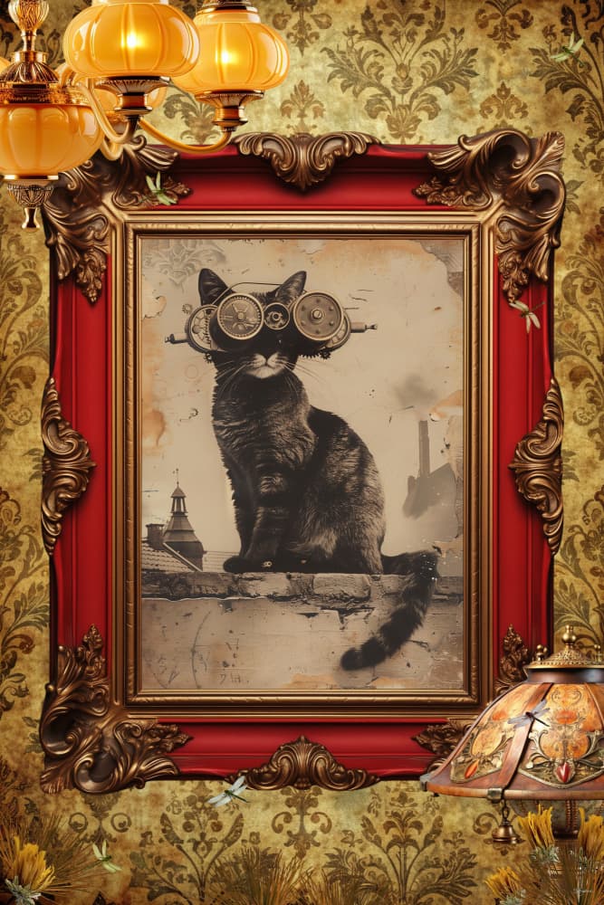 Whimsical Steampunk Cat by Sue Skellern — canvas wall art