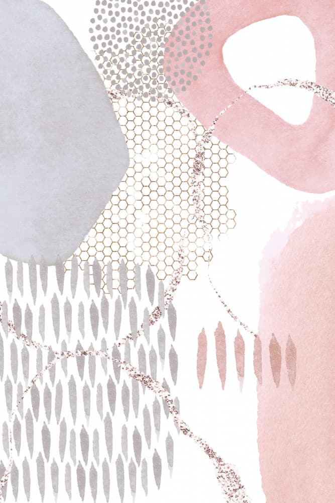 Abstract Pink Gold Shapes by Sally Ann Moss — canvas wall art