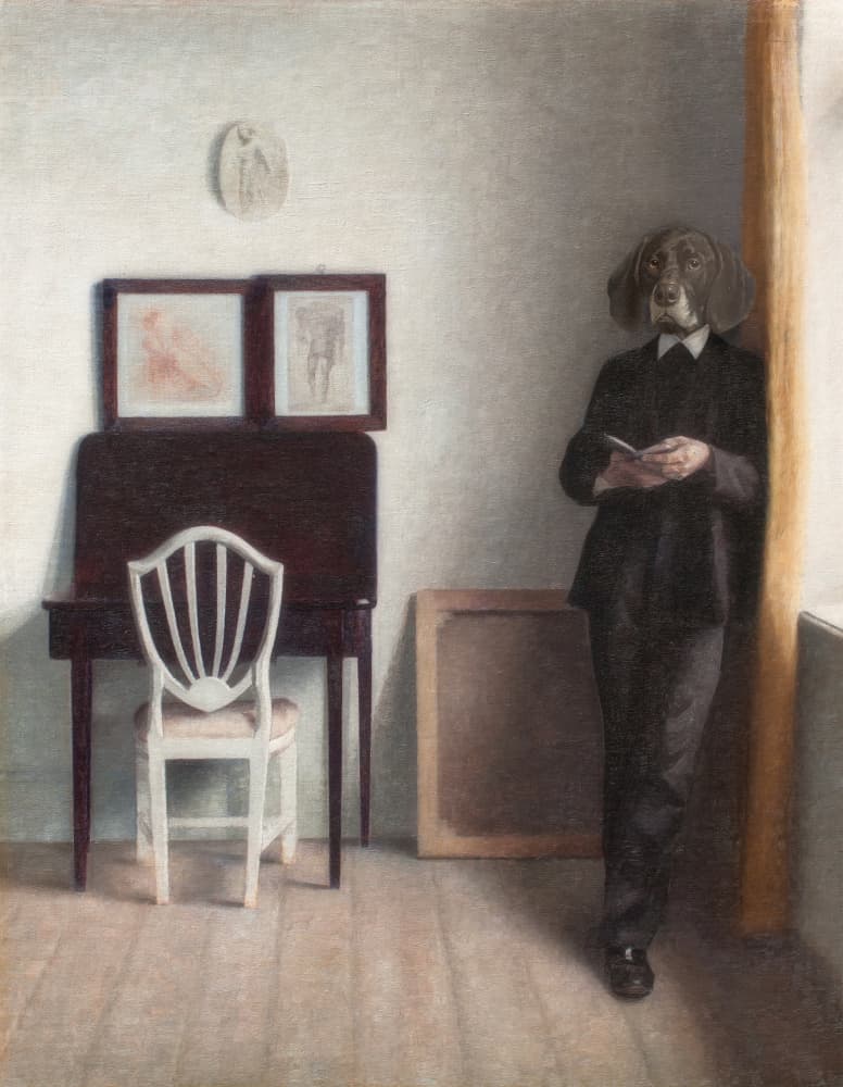 Dog Man in Quiet Study by Marja van den Hurk — canvas wall art