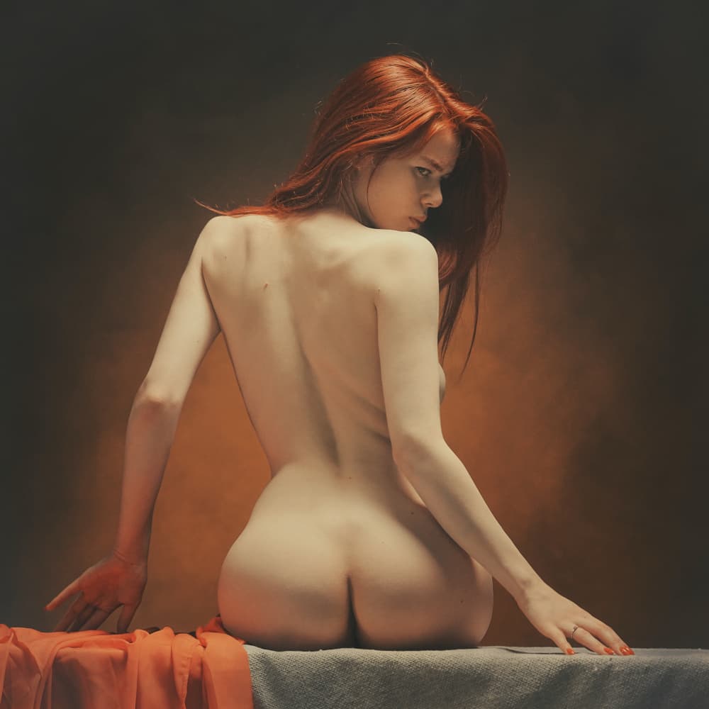 Elegant Redhead Nude by Dmitry Frizel — canvas wall art