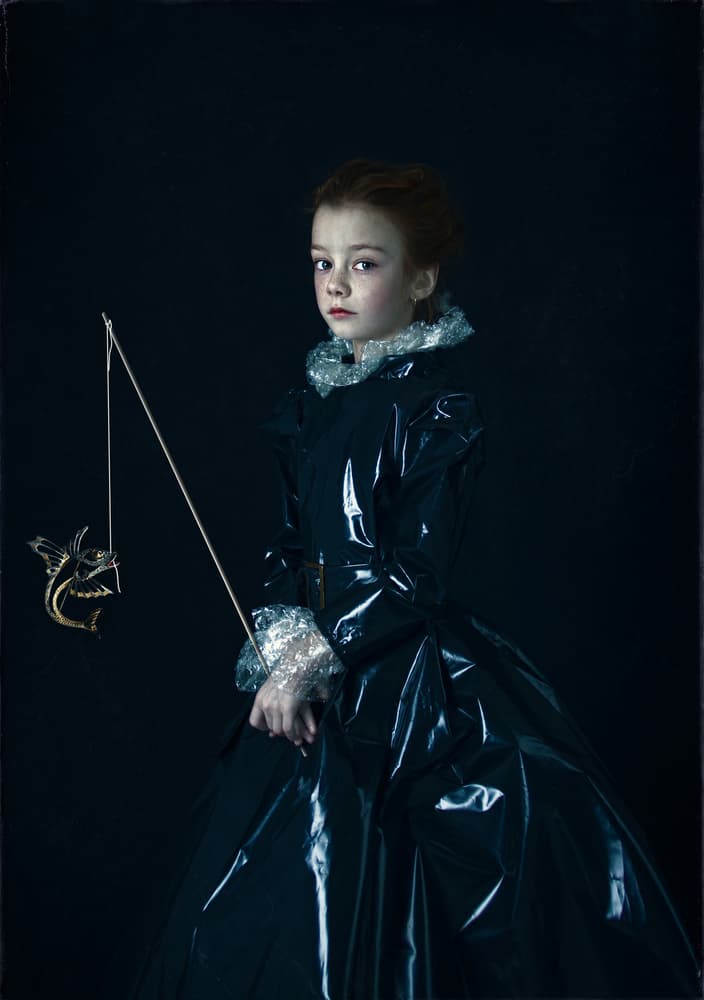 Regal Fishing Child by Svetlana Melik-Nubarova — canvas wall art