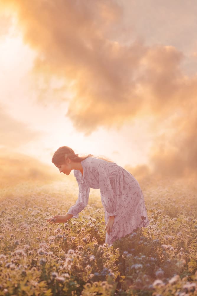 Woman Among Wildflowers by Ildiko Neer — canvas wall art