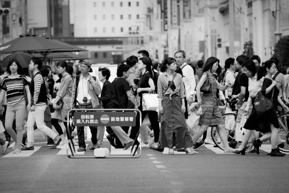 Japanese City Crosswalk by Reiko kiri — canvas wall art