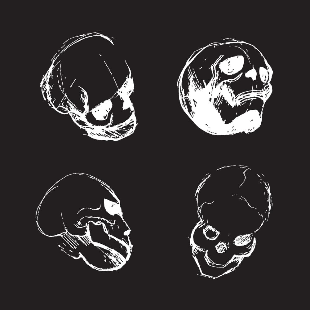 Four Sketch Skulls by Marika Barsrsind β canvas wall art