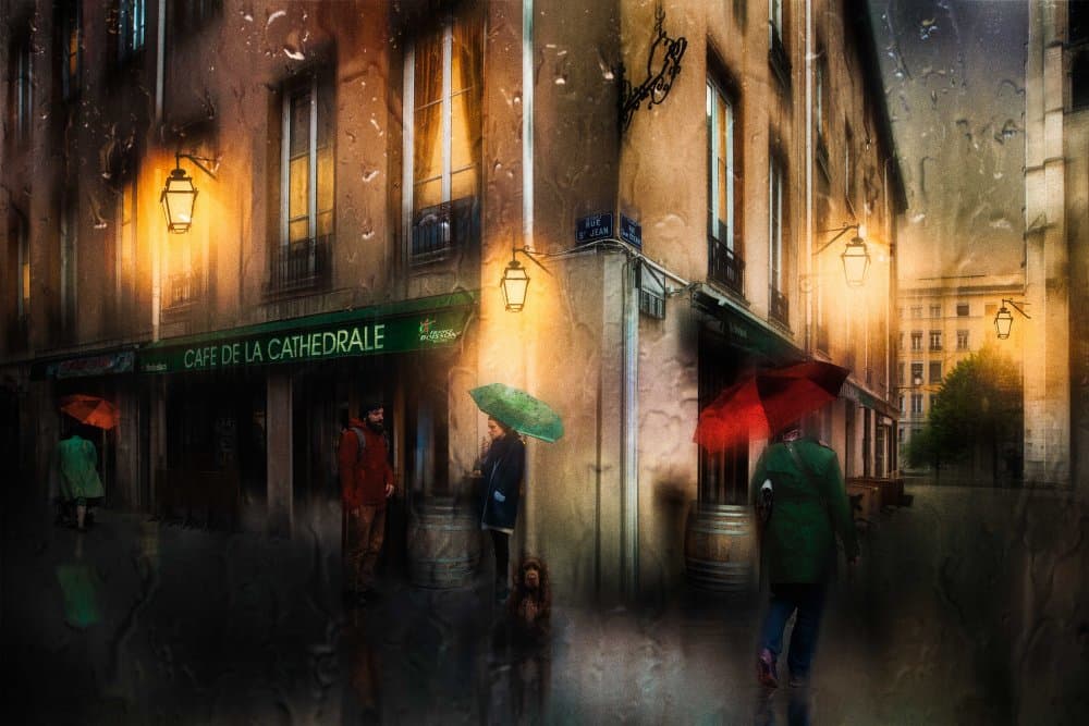City Cafe Rain by Charlaine Gerber — canvas wall art