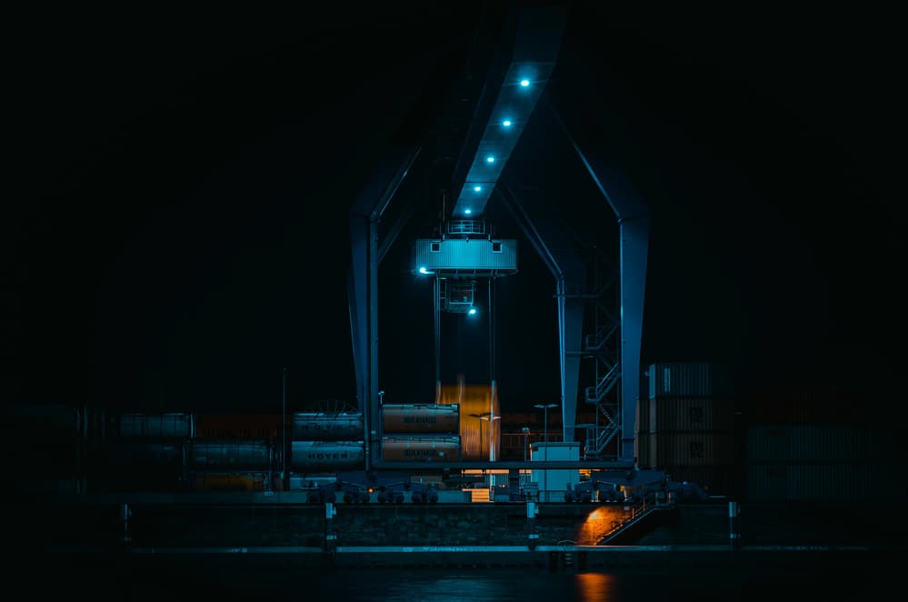 Glowing Port Crane by Roland Weber — canvas wall art