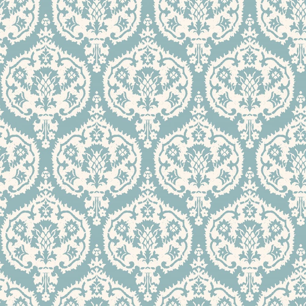 Ornate Teal Damask by Annick — canvas wall art