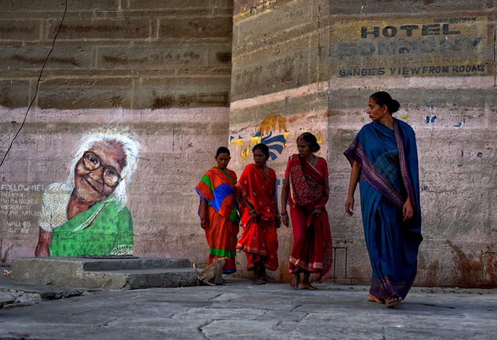 Indian Women Street Art by Avishek Das — canvas wall art