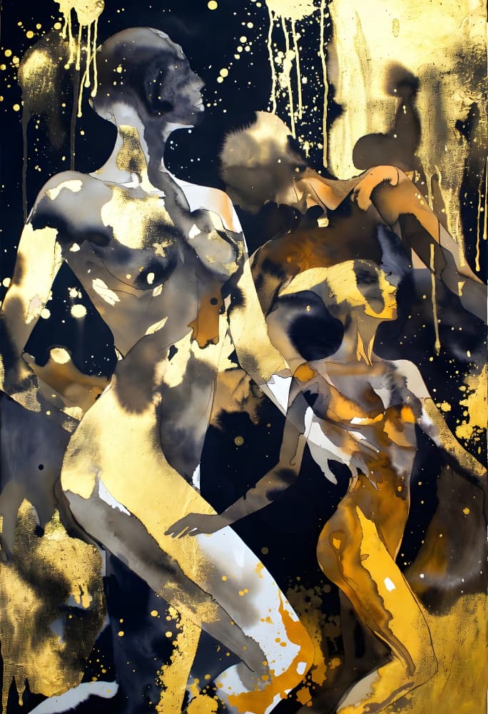 Black Gold Dance by Miguel Bruzual — canvas wall art