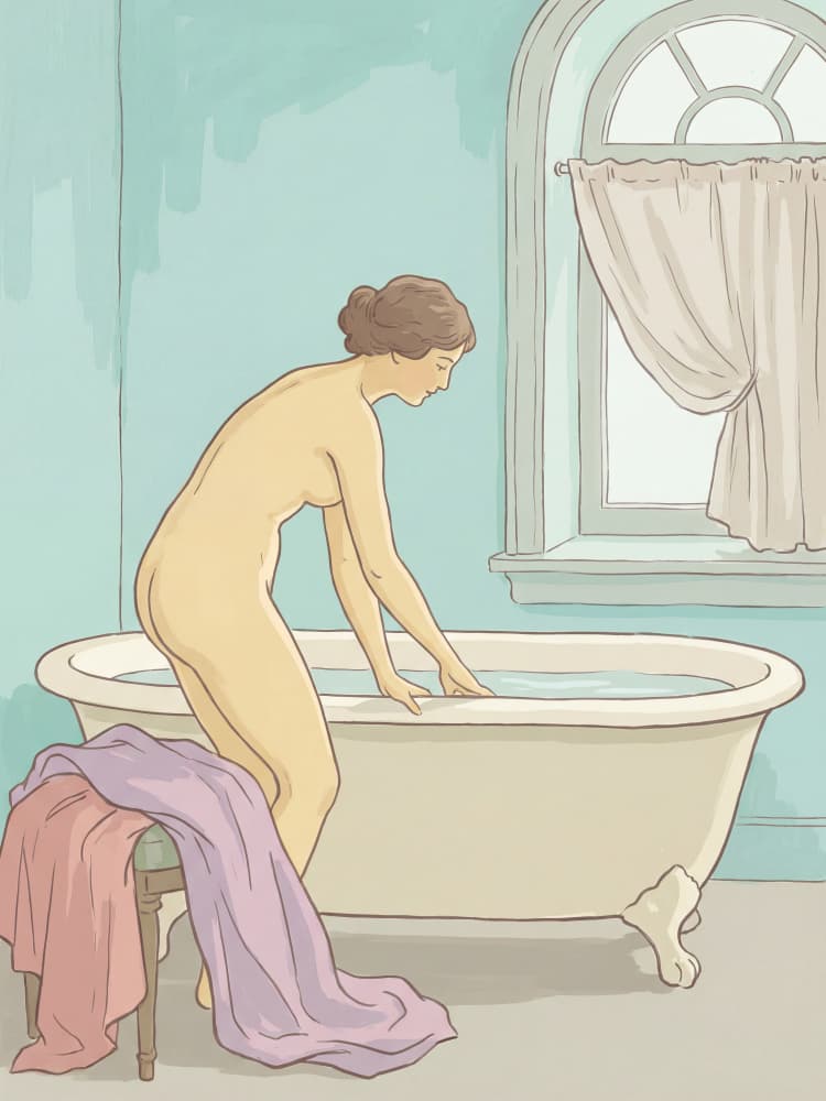Nude Woman Preparing Bath by Andreas Magnusson — canvas wall art