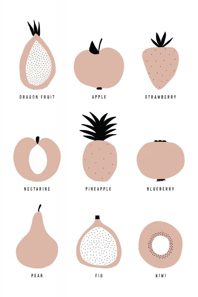 Minimalist Fruit Grid by uplusmestudio — canvas wall art