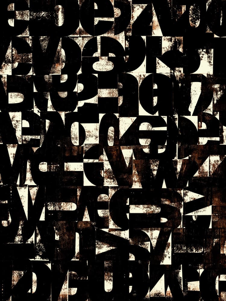 Distressed Typographic Grid by Petr Strnad — canvas wall art