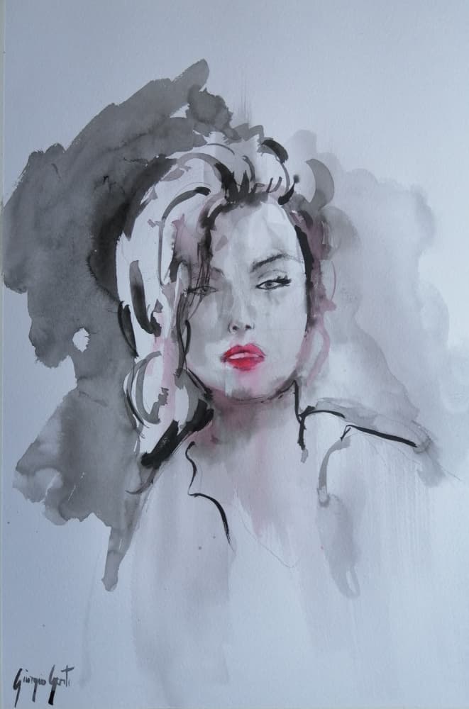 Red Lips Gaze by Giorgio Gosti — canvas wall art