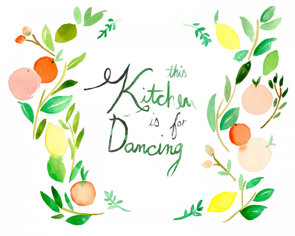Happy Kitchen Dancing by Christine Lindstrom — canvas wall art
