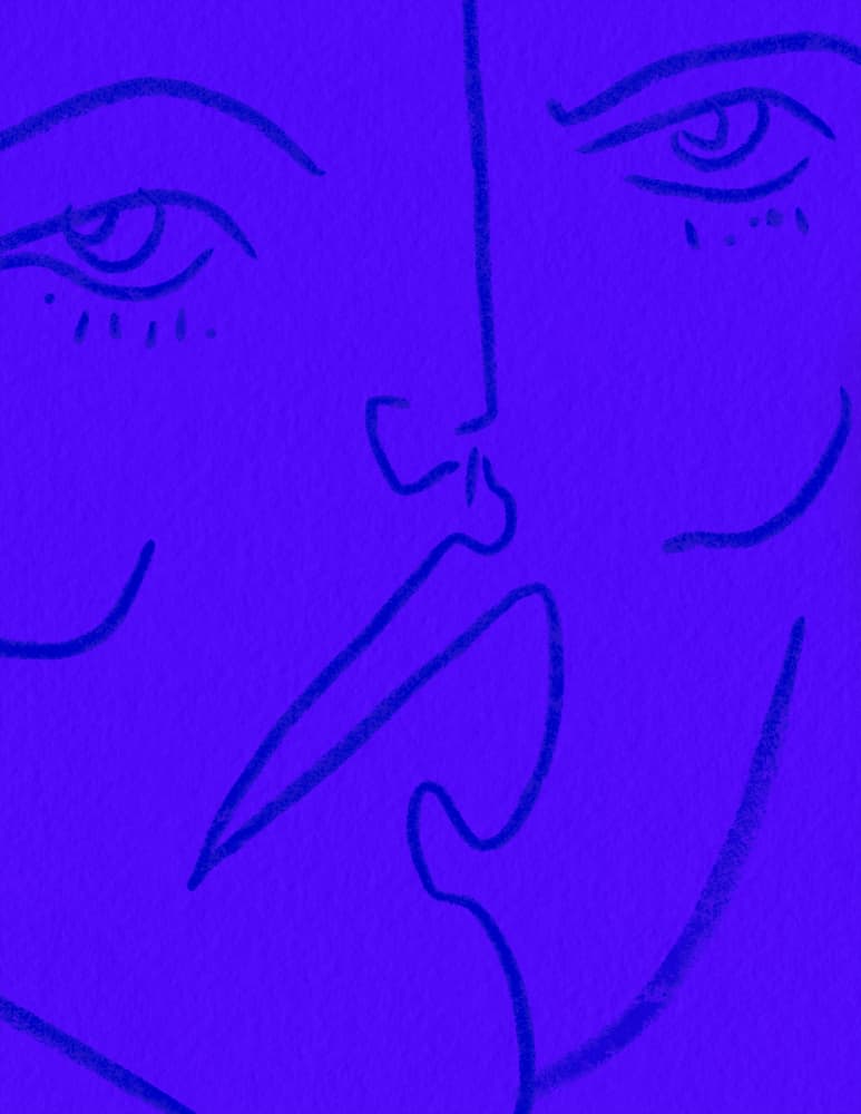 Blue Abstract Face by JLC ART — canvas wall art