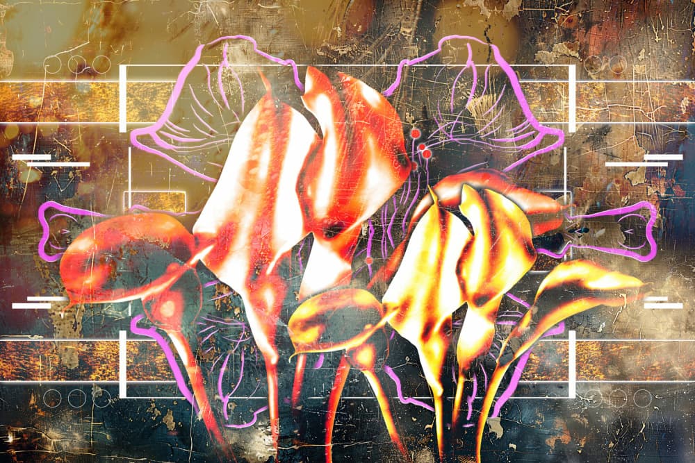 Glowing Abstract Flowers by Rafal Kulik — canvas wall art