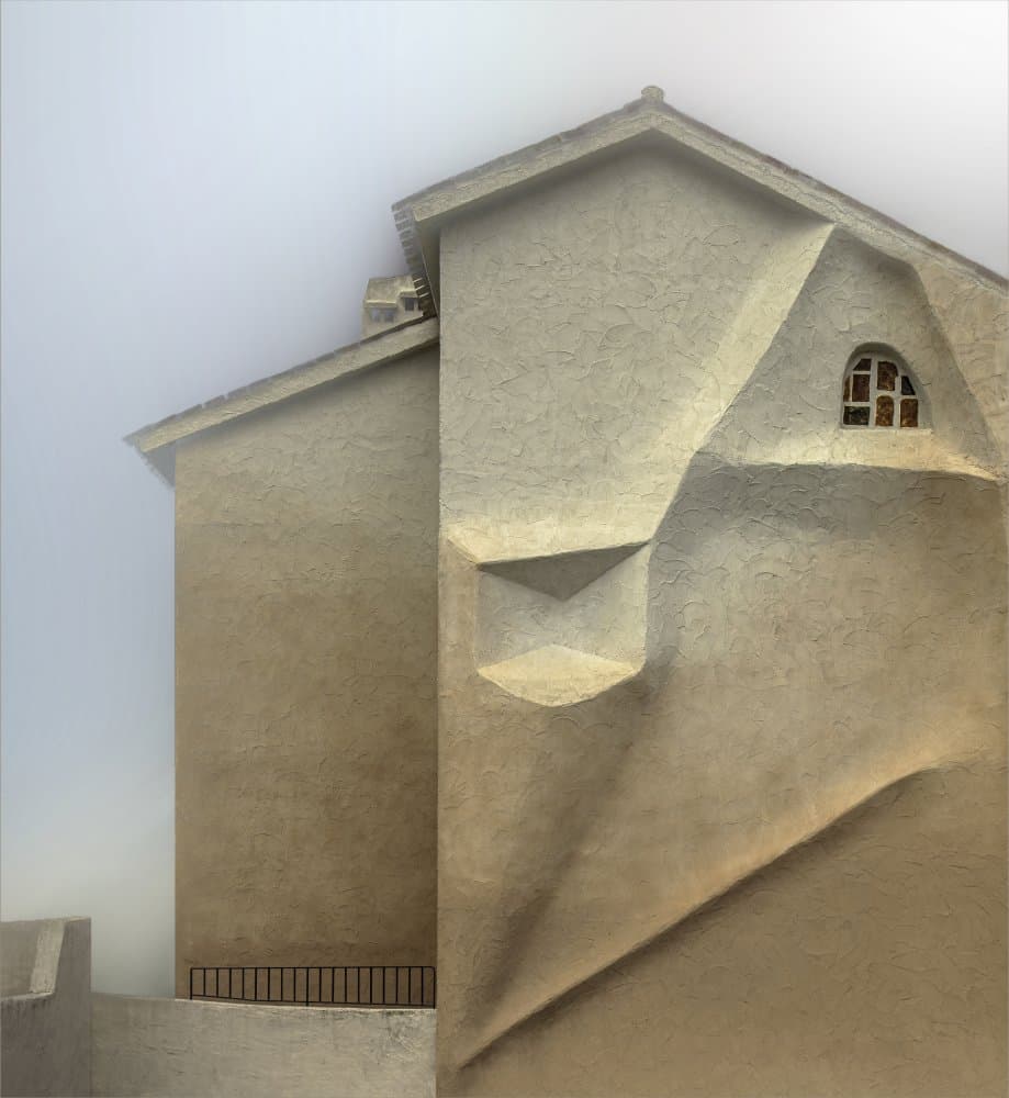 Modern Sculptural Facade by Gilbert Claes — canvas wall art