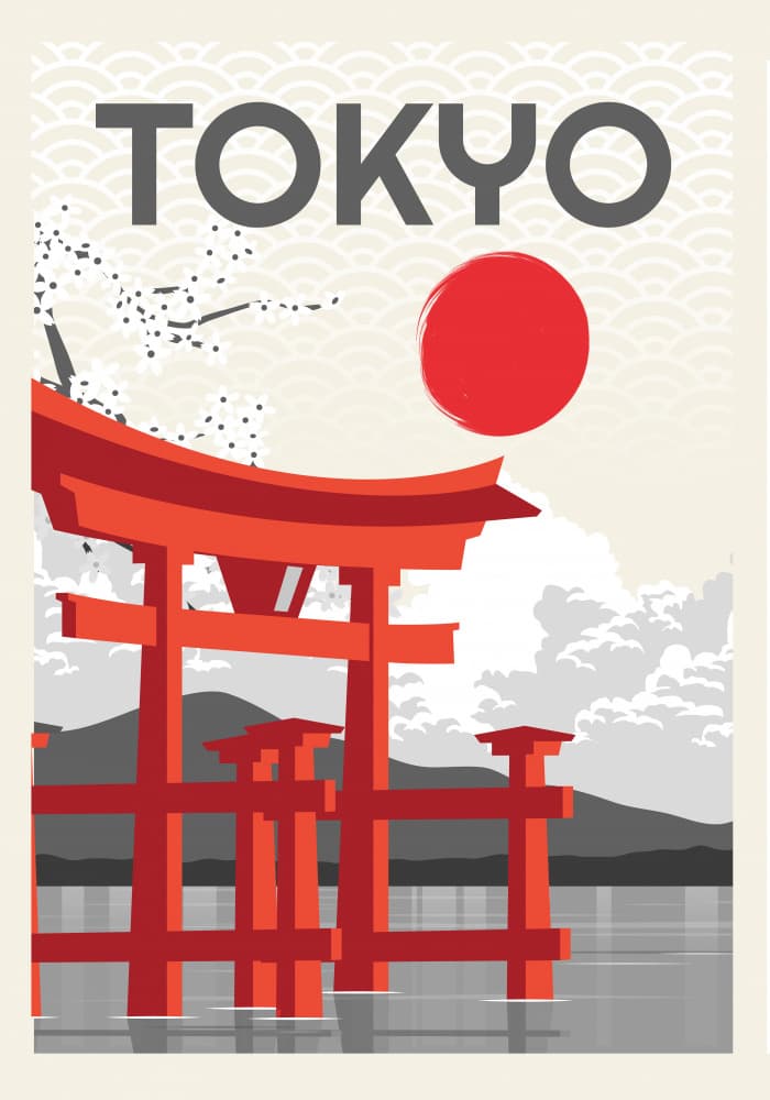 Tokyo Red Sun Torii by Fadil Roze — canvas wall art