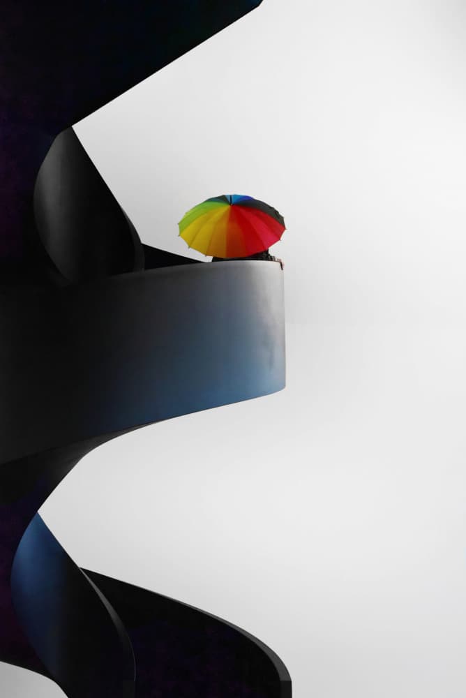 Rainbow Umbrella Spiral by Jorge Pimenta — canvas wall art
