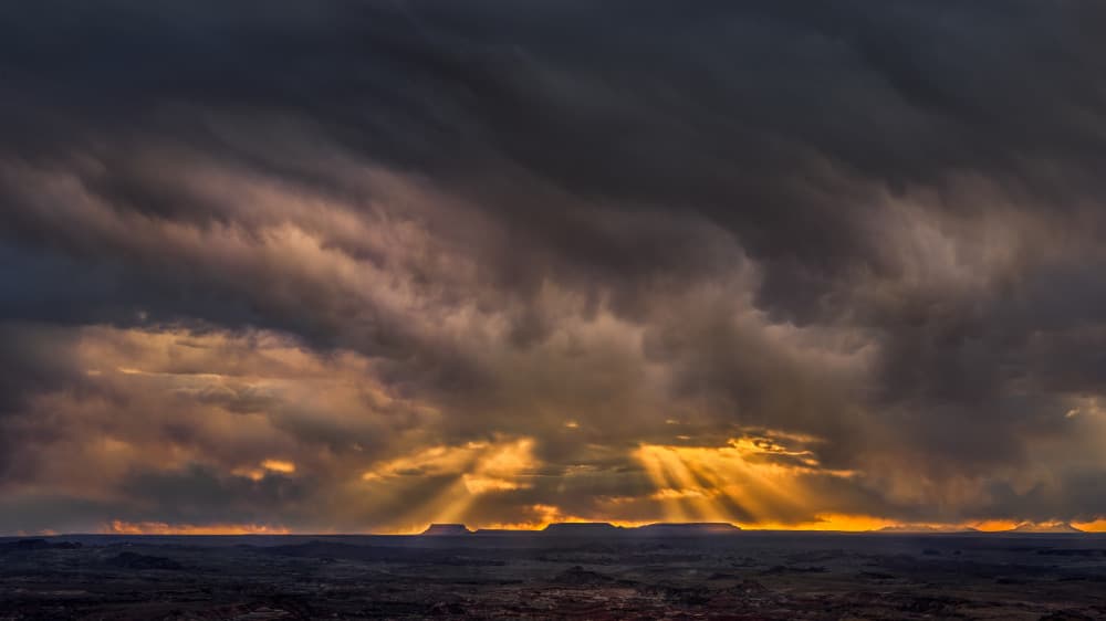 Dramatic Desert Sun Rays by John Fan — canvas wall art