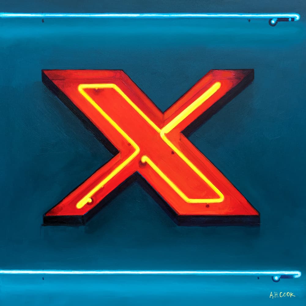 Red Neon X Sign by Amanda Hope Cook — canvas wall art
