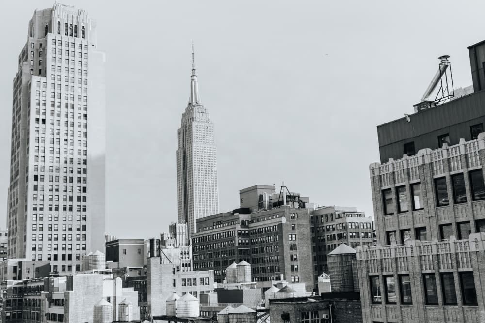 Manhattan Skyline Black White by Amanda Morie — canvas wall art