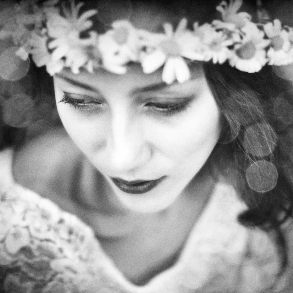 Dreamy Woman Portrait by Roswitha Schleicher-Schwarz — canvas wall art
