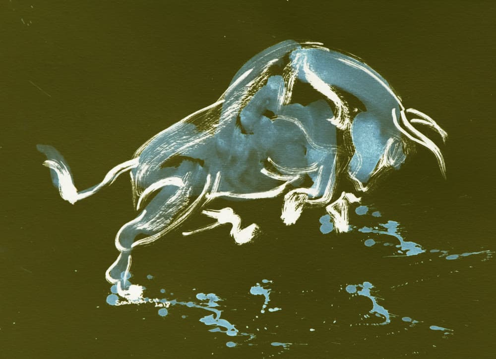 Charging Blue Bull by Santhosh ch — canvas wall art