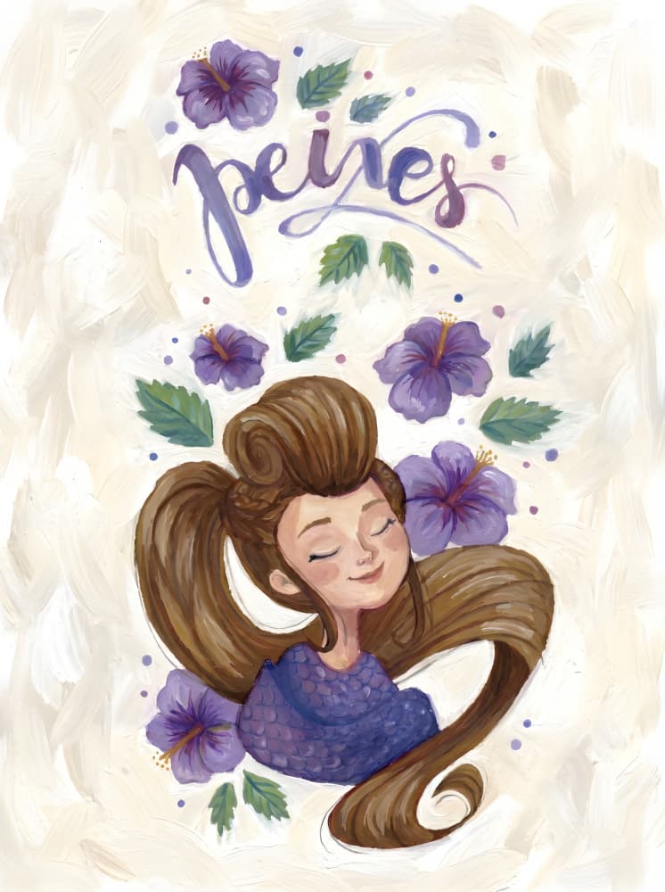 Serene Pisces Girl by HUGO — canvas wall art