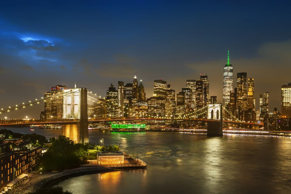 New York City Night Skyline by Melanie Viola — canvas wall art