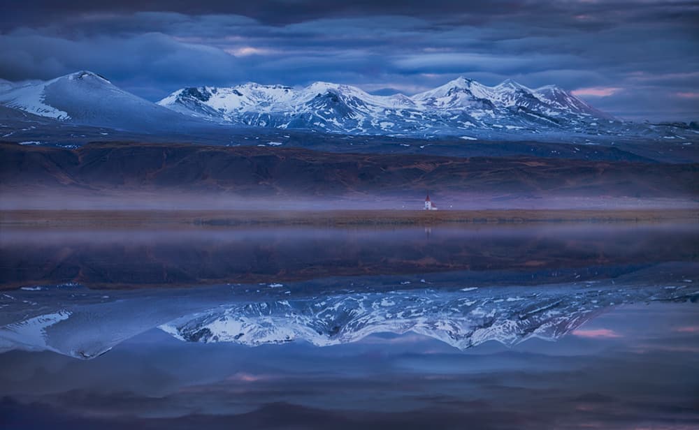 Misty Mountain Lake Reflection by Peter Svoboda MQEP — canvas wall art