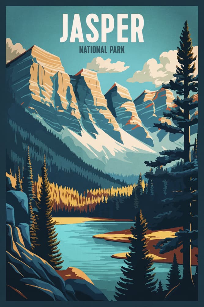 Jasper Mountain Lake by thomas chedeville — canvas wall art