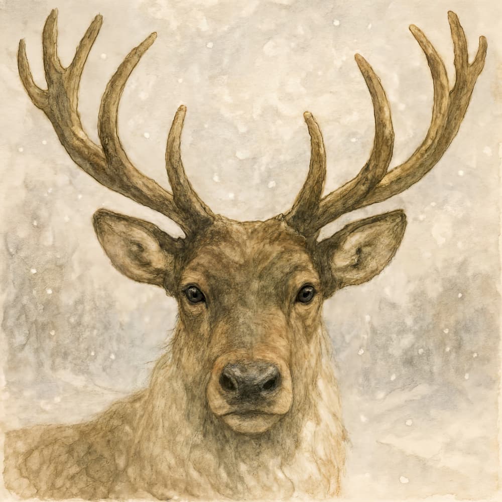 Majestic Winter Reindeer by Natalie Bruns — canvas wall art