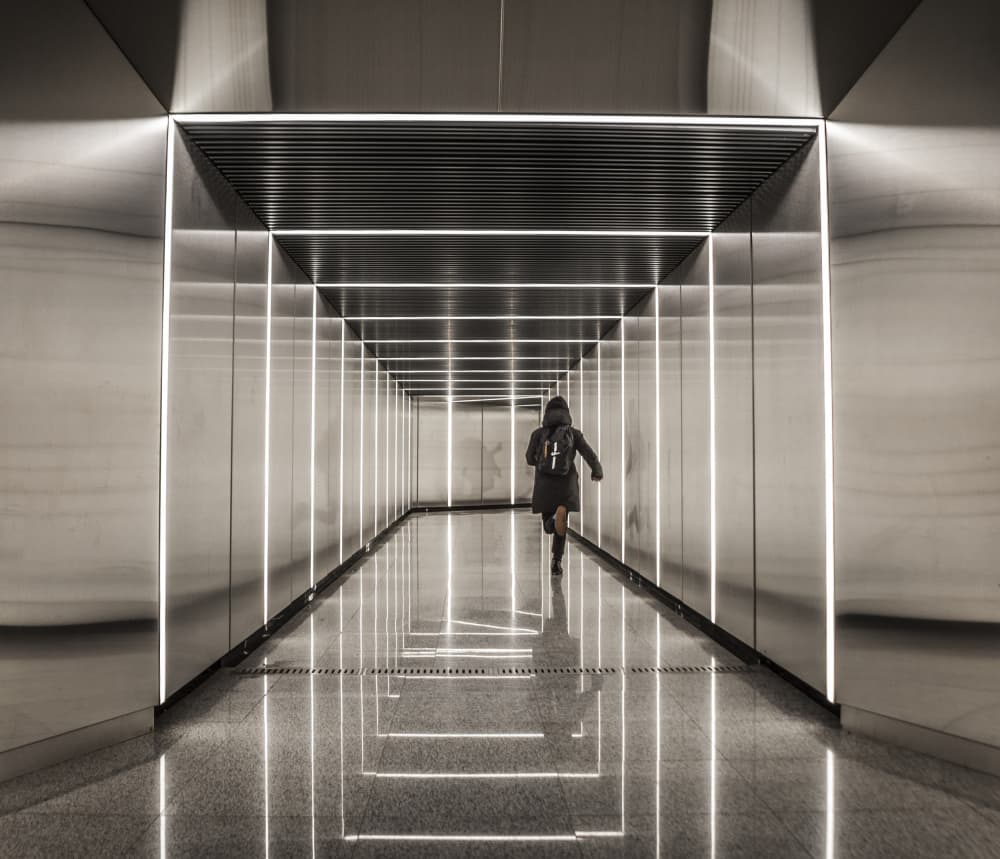 Running Through Geometric Lights by Viktor Cherkasov — canvas wall art
