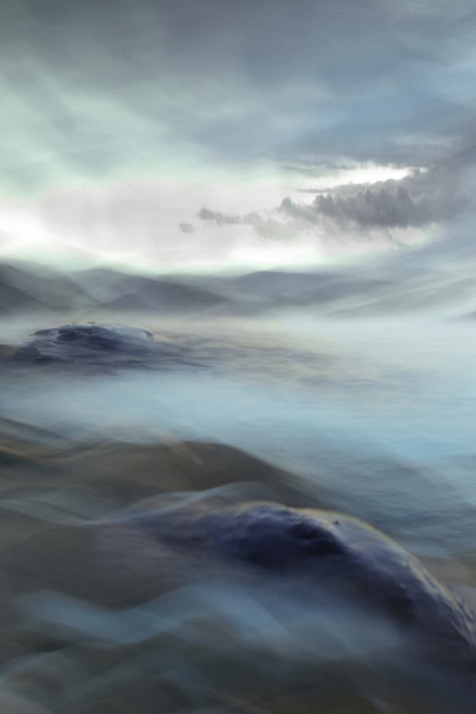 Misty Blue Abstract Landscape by Christina Sillen — canvas wall art