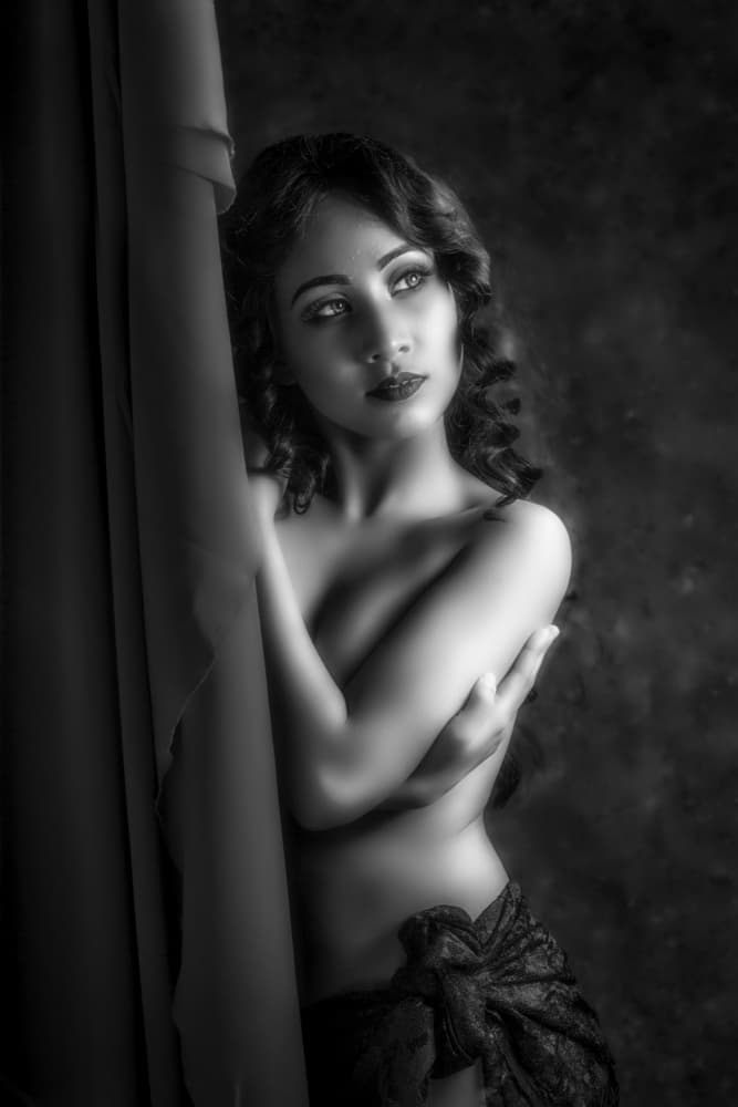 Elegant Woman's Gaze by PARTHA BHATTACHARYYA — canvas wall art