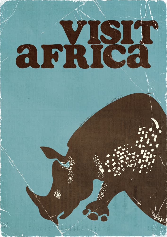 Vintage African Rhino by Nicholas — canvas wall art