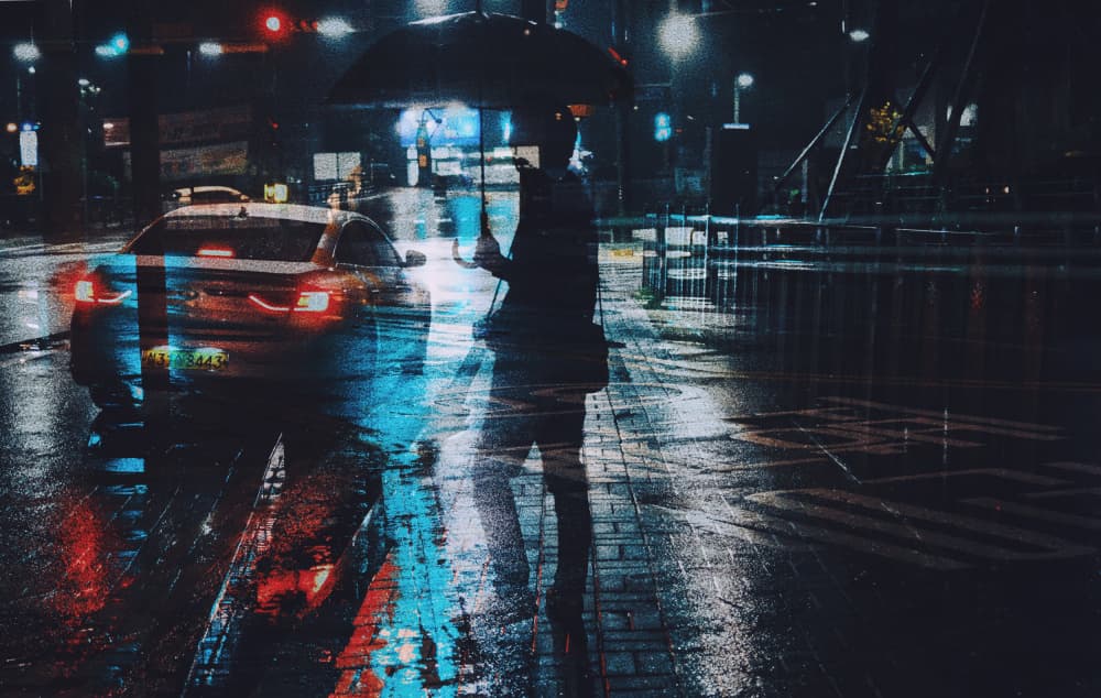 Rainy City Reflections by cindy ahn — canvas wall art