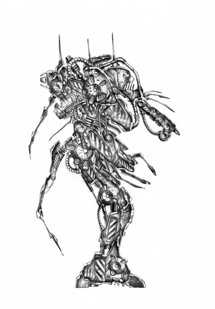 Intricate Cybernetic Mech by Kulik — canvas wall art