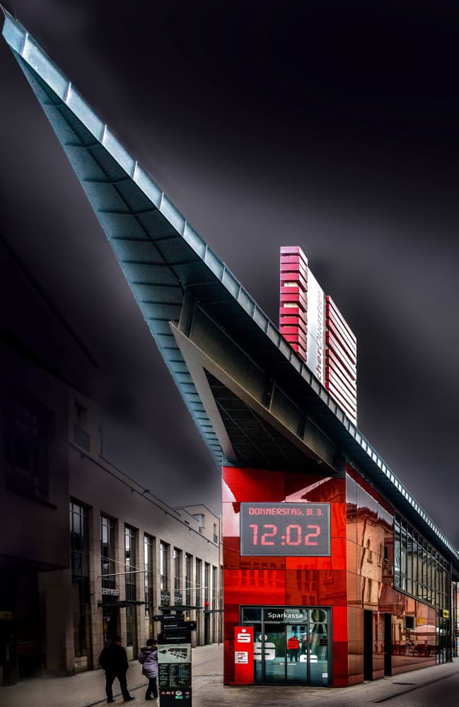 Modern Red City Clock by Stephan Rückert — canvas wall art