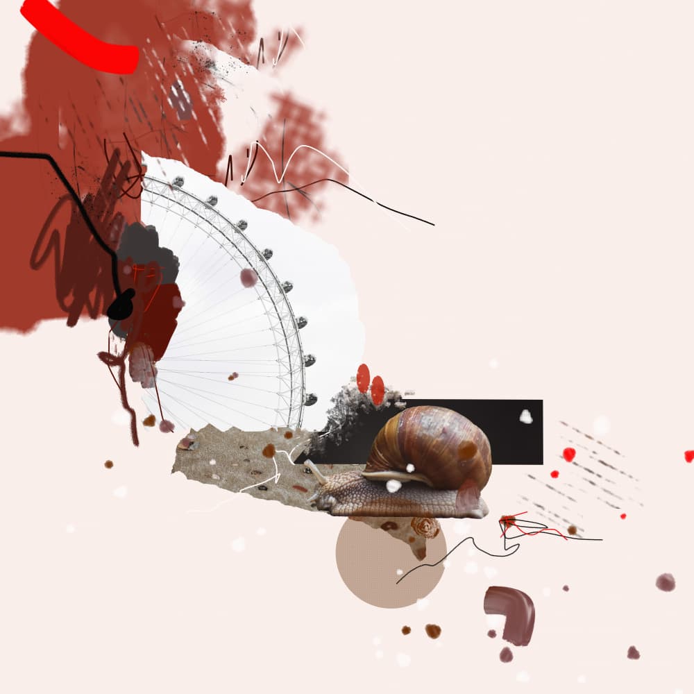 Surreal Snail Cityscape by Pelin Atilla — canvas wall art