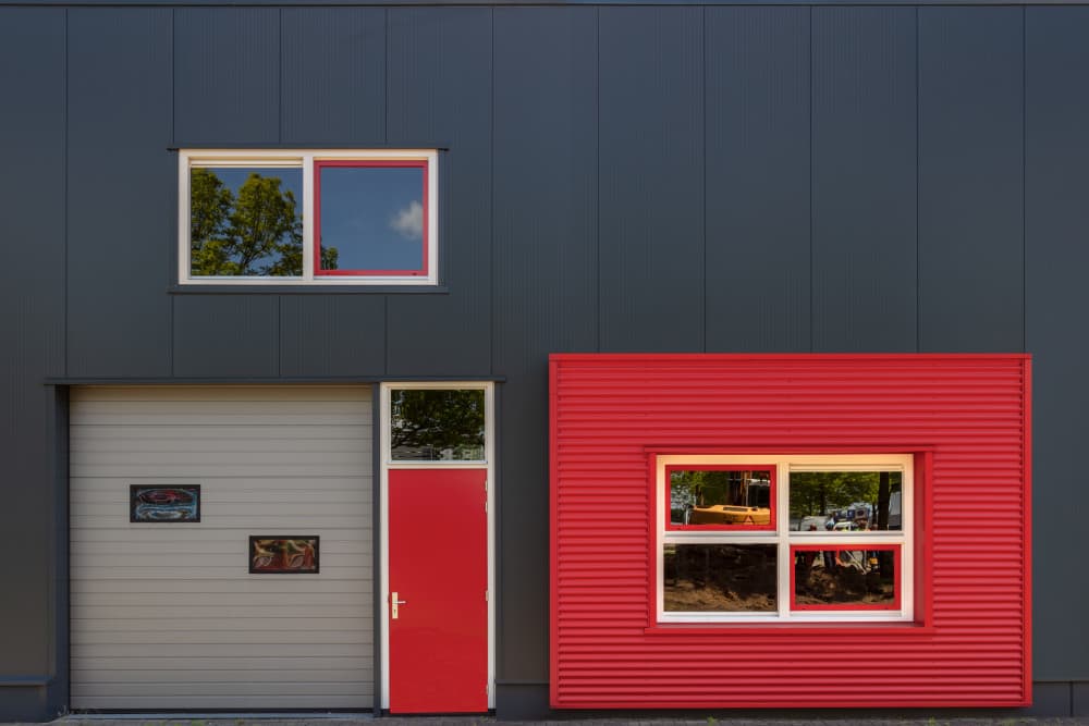 Bold Red Modern Facade by Theo Luycx — canvas wall art