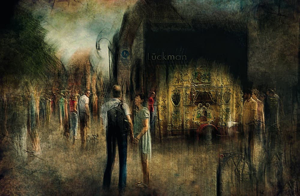 Romantic City Stroll by Jan van der Linden — canvas wall art