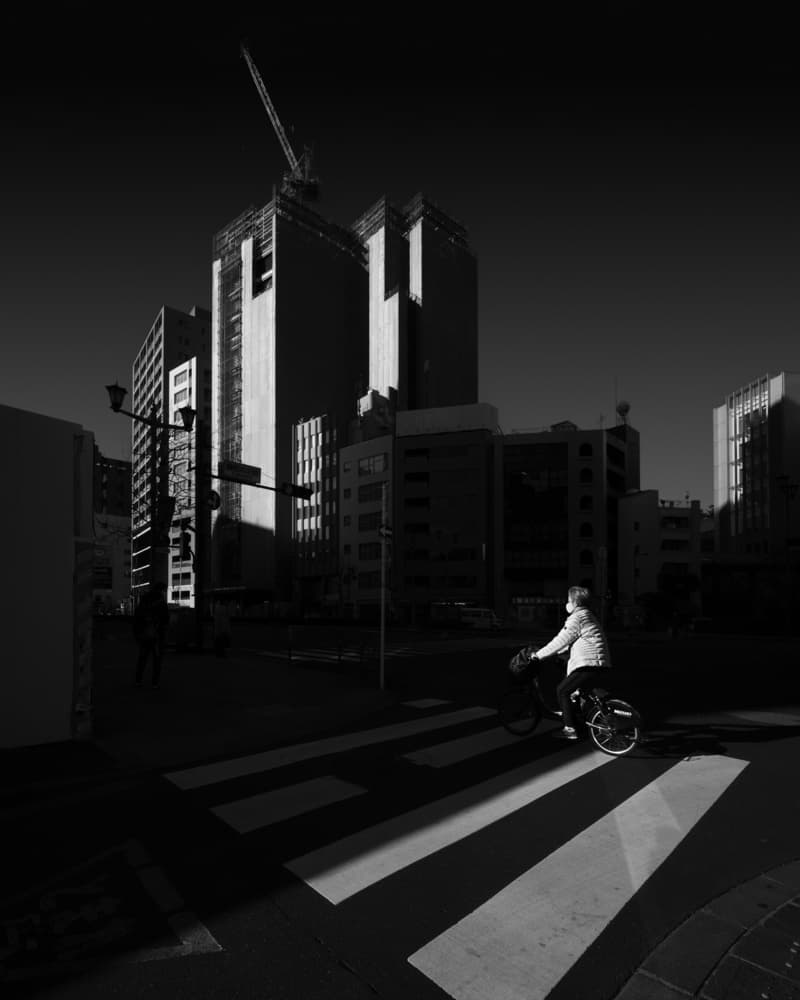 Urban Cyclist Crossing by Yasuhiro Takachi — canvas wall art