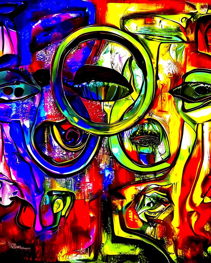 Vibrant Abstract Faces by mnemonixART — canvas wall art